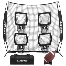 BaseGoal 6x6 Ft Football Nets for Throwing,Football Target,Quarterback Training Equipment with 4 Target Pockets for Improving Football Accuracy Throwing