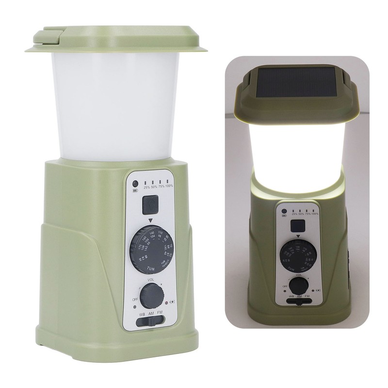 Camping Lamp Hand Cranked Solar Power Indicator LED IPX3 Waterproof