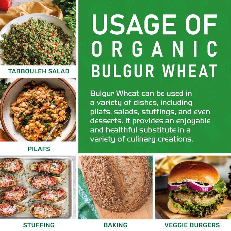 Organic Bulgur Wheat Coarse #3 2 LB - Non-GMO, Grown