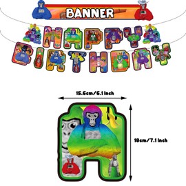 Sovanna Gorilla Tag Birthday Party Decorations Theme Party Supplies for boys Happy Birthday Banner,Balloons,Cake Toppers,Cupcake Toppers