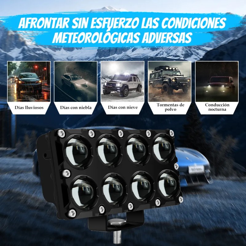 Par Faros De Led Lupa Luz Cuatro Color De Moto