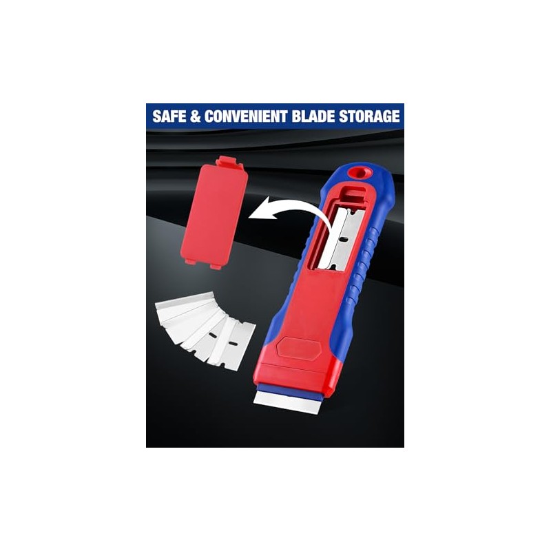 WORKPRO Retractable Razor Blade Scraper with 56 Blades, Built-in Storage