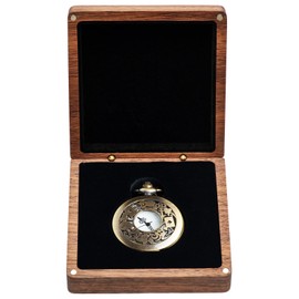 COSISO Walnut Wood Pocket Watch Box Portable Single Pocket Watch Display Stor...