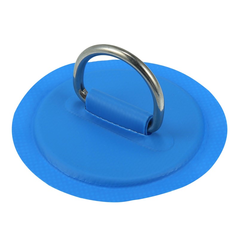 X AUTOHAUX 4pcs 11cm Blue D Ring Patch PVC Stainless
