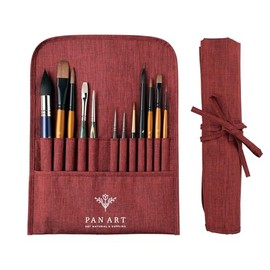 Pan Art Wrap Pouch for 22 Short Brushes - Empty Brush Storage Case 29x22cm - Green - Perfect for Artists