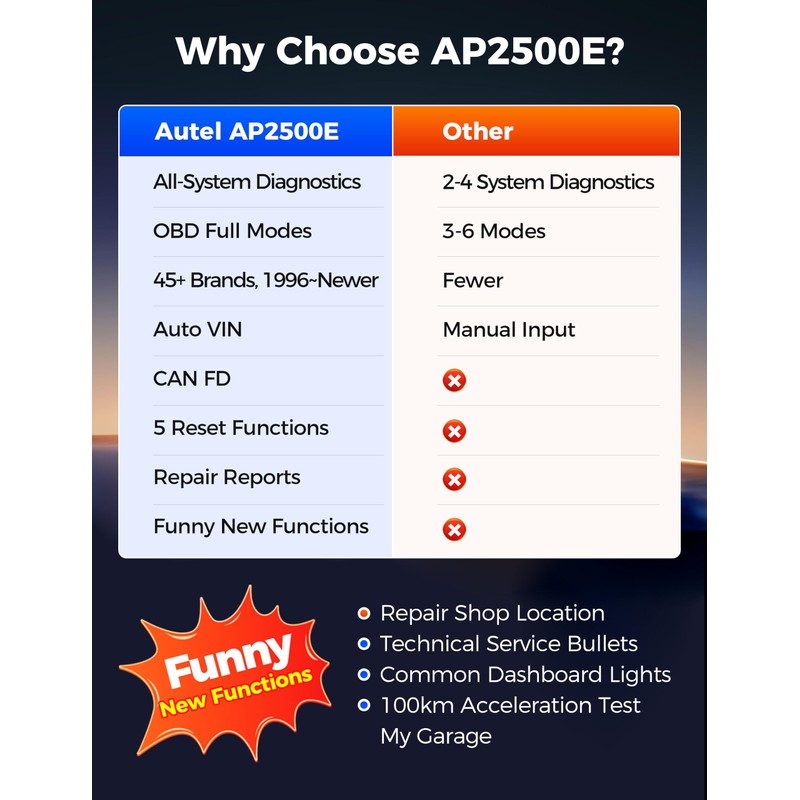 Autel AP2500E Bluetooth Code Reader OBD2 Scanner, Oil Reset, TPMS,