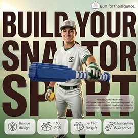 Baseball - Softball 3D Building Block Set - Bat and Ball - Educational Toy - Perfect for Ages 14 15 16 Years and Above - Challenging, Creative Fun and Skill-Building - 3D Instruction (1300PCS)