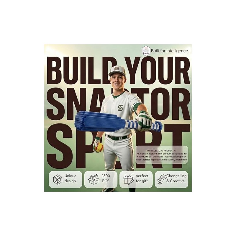 Baseball - Softball 3D Building Block Set - Bat and