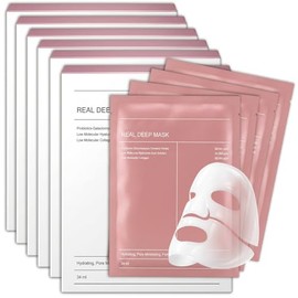 24PCS Mascarillas Faciales Bio-Colágeno, Mascarilla de Biocolágeno,Mascarilla de Hidrogel, Hidratación Duradera, Reduce los Poros, Ilumina el Tono de 