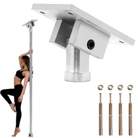 INZCHAIN Pole Dance Fixed Plate for Slanted Ceilings, Universal 40mm/45mm Fit, Aluminum & Chrome-Steel Base, Silver, Home/Studio Use