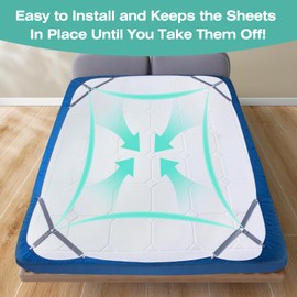 JBYAMUS Bed Sheet Straps, Easy to Install Sheet Straps, Fitted Sheet Clips, Adjustable Sheet Fasteners, Say Goodbye to The Messy Sheets (Gray-4 Pcs)