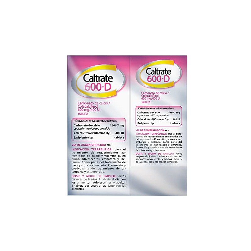 Caltrate Suplemento de Calcio 600 +D 600mg / 400 UI