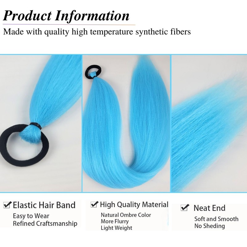 Extension per capelli sintetiche, colore blu, per trecce e coda
