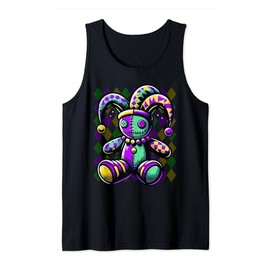 Voodoo Doll Mardi Gras Witch Outfit Women Girl Jester Hat Tank Top