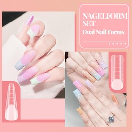 ZEYACHAN 96 Pieces Nail Capsules Nail Extension Set 4 Models False Nails UV Gel Nail Extension Manicure Double Model with Scale (12 Sizes)