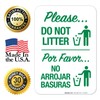 Please Do Not Litter Bilingual Sign, (SI-70428) 10x7 Inches, 4