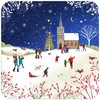 Christmas Coasters, Pack of 6 cork coasters - Snowy Church.