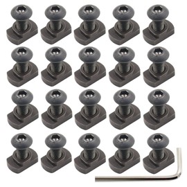 24 Pack Mlok T-Nuts & Screws Replacement Sets M4 Steel, for Mlok System Accessory Installation, with Allen Key. (M4 Button-Head Cap)