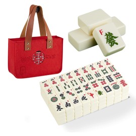 YINIUREN American Mahjong 1.2 inch 30MM Ivory Color 166 Tile Mahjong Material Melamine Travel Mahjong Set