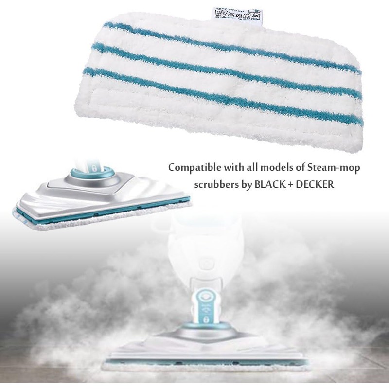 4 Pads for Black & Decker Steam Mop FSMP20, Microfibre