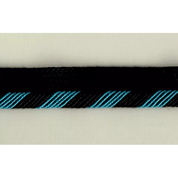 Unbranded 5 Yards 1/2" Turquoise, Black Alternating Trim with Lip