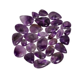 Natural Star Amethyst Gemstone Cabochons Lot 5 Pcs, Polished Decor, Wire Wrapping, Jewelry Making Loose Gemstone, Multi Shape Stone Size 15-30 MM