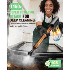 Heavy Duty Steam Mop for Floor Cleaning, 14-in-1 Lightweight Detachable Handheld Steam Cleaner with Multi-Purpose&Powerful, No-Chemical Floor Steamer for Home|Hardwood|Grout|BBQ|Window (Black)