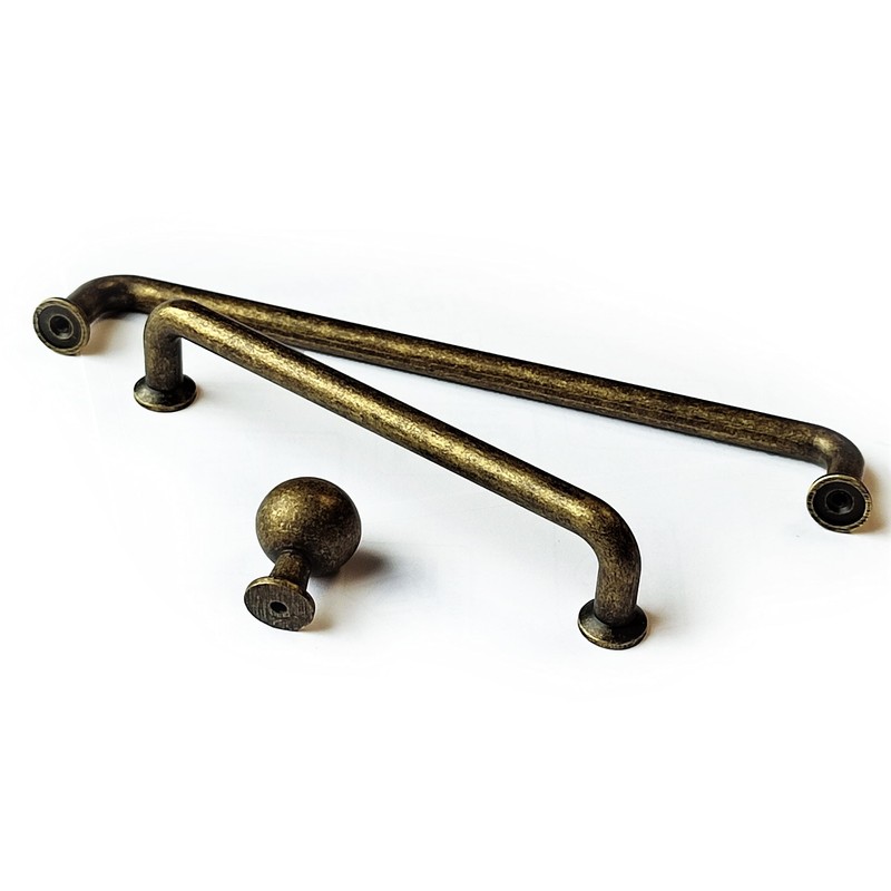 French Furniture Fittings Set of 6 Deep Antique Brass Kitchen