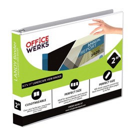 Carpeta de 21,5 x 28 cm, color blanco, anillo redondo, soporte trasero