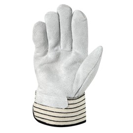 Wells Lamont Leather Work Gloves with Safety Cuff, Suede Palm, Small (4000S),White/Black