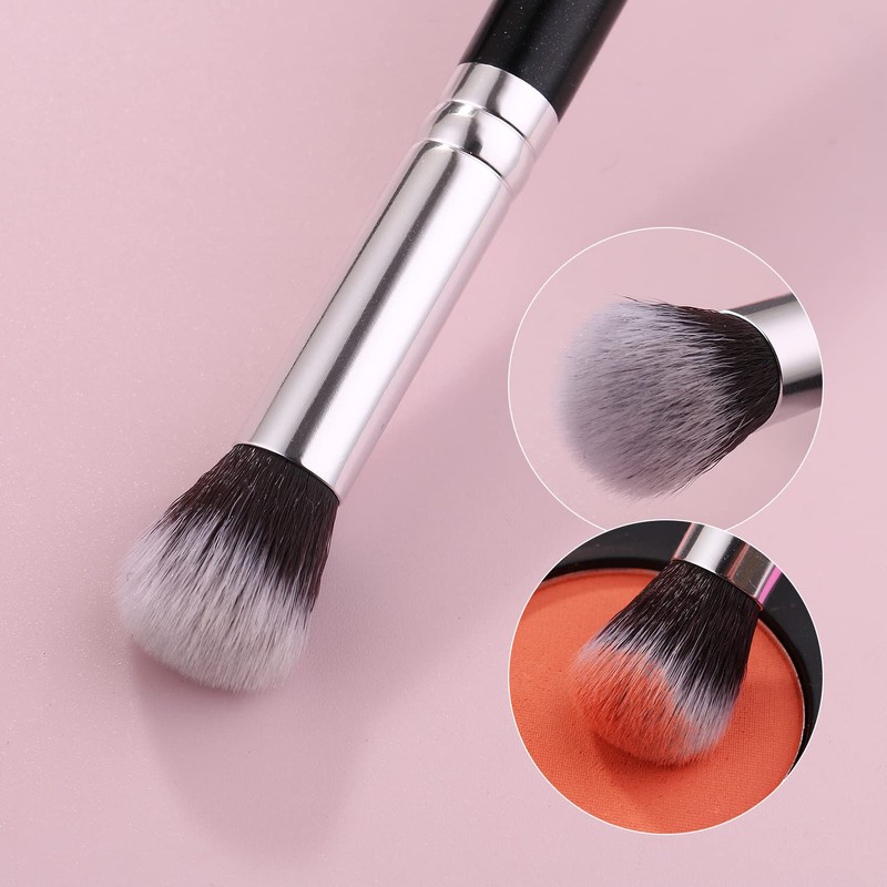 Angled Blush Brush with Black Wooden Handle Bonic wool fiber