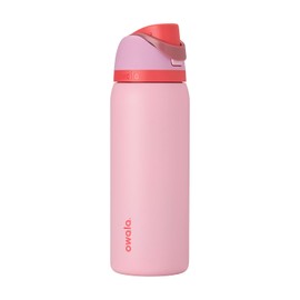Owala FreeSip Botella de agua de acero inoxidable con aislamiento y popote, para deportes y viajes, botella de agua deportiva sin BPA, 946 ml (32 onzas), color rosa (angel food cake)