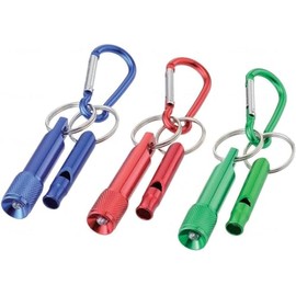 Clip wan 3 Color Set: Aluminum LED Light & Whistle with Carabiner for Disasters and Emergencies (3 Pieces per Color) Outdoor Emergency Whistle LED Survival Lifeguard