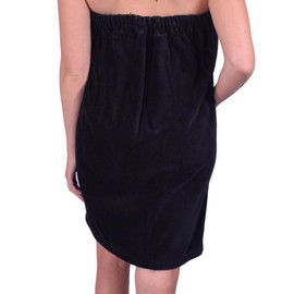 Anatolian Women's Body WRAP Towel - 100% Cotton Adjustable Cover Up for Beach Spa Gym Bath Pool - Made in Turkey (Black, 1)