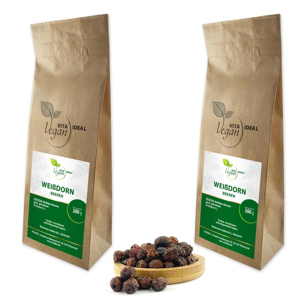 VITA IDEAL Vegan® Hawthorn Berries 2 x 300 g Dried