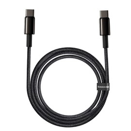 Baseus Cable de Tungsteno y Oro de Carga rápida y Datos Tipo-C a Tipo-C 100W 2m, Negro