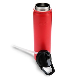 SIC (Seriously Ice Cold) Red 27 Oz. Travel Sport Bottle Double Wall Stainless Steel Vacuum Insulated No Sweat Bottle with Carabiner Lid - BPA Free Drinkware. Stainless & Powder Coated Colors