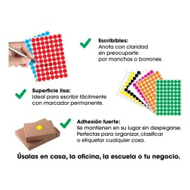 1400 Etiquetas Redondas Circular 2cm Colores Pegatinas Vinil