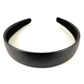 Black faux leather headband textured 1 inch wide hair band accessory classic style