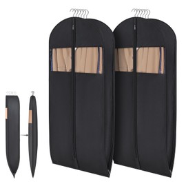 Syeeiex 54'' Space Saving Hanging Garment Bag with Self Compression Zipper(2PCS) - Save 50% Space, Garment Bags for Hanging Clothes with 8'' Gussets, Can Hold 6 Down Coats, 8 Winter Coats or 20 Shirts