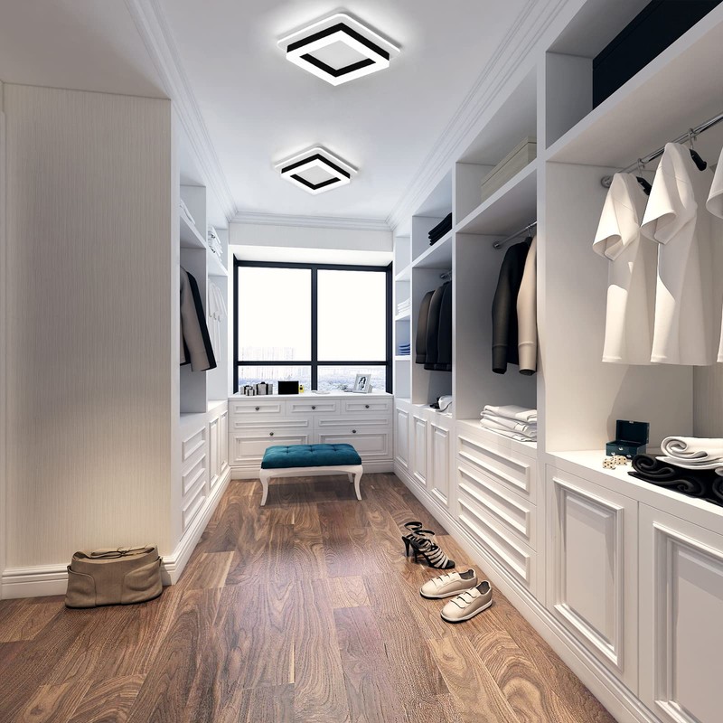 CANEOE Square Modern Led Ceiling Light Fixture, 24W Black Flush