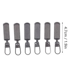 6 Uds. Reemplazo de Tirador de Cremallera de Acero Inoxidable a Prueba de Herrumbre, Reemplazo de Tirador de Cremallera de Color Desmontable para Ropa de Hogar, Equipaje, Zapatos, Juguetes,(Gris)