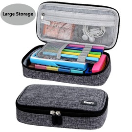 Chelory Large Capacity Pencil Case Big Pencil Bag Pouch Pen Pencil Marker Holder High Storage Stationery Organizer Pen Case Office Supplies Makeup Bag, Dark Gray