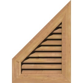 Ekena Millwork 20"W x 32"H Half Peaked Top Left (25"W x 37 7/8"H Frame Size) 6/12 Pitch: Unfinished, Functional, Smooth Western Red Cedar Gable Vent w/ 1" x 4" Flat Trim Frame
