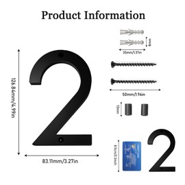 JAONLD House Number Sign Black Acrylic House Number with Screws, Weatherproof, Modern Floating Look, Suitable for Making House Numbers, Letterbox Numbers (12)