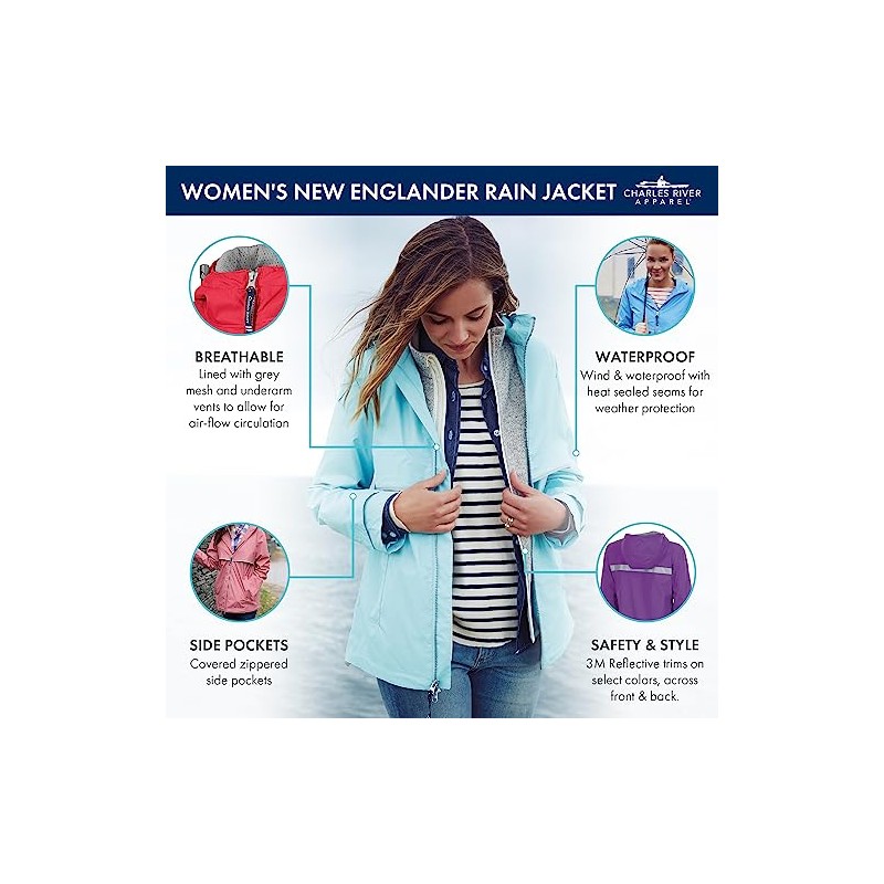 Charles River Apparel New Englander Wind & Waterproof Rain Jacket,