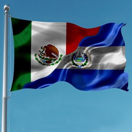 Mexican Mexico And El Salvador Flag 3x5 Ft Double-Sided Printed Indoor/Outdoor Flag Polyester Fabric Decorative Banner With 2 Brass Grommets 3x5 Foot National Flags For Outside
