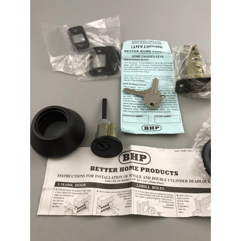 Better Home Single Cylinder Deadbolt Door Lock Black New In