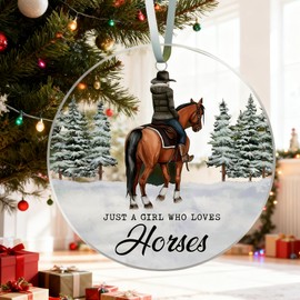 Horse Christmas Ornament, Christmas Ornaments 2025 Brown Christmas Ornaments Acrylic 2 Side Printed Christmas Decor Gifts for Horse Lovers