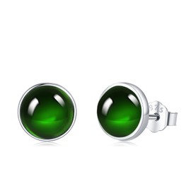 Birthstone Earrings 925 Sterling Silver Zircon Stud Earrings Jewellery Valentine's Day Mother's Day Christmas Birthday Gift for Women Girls Girlfriend, Sterling Silver